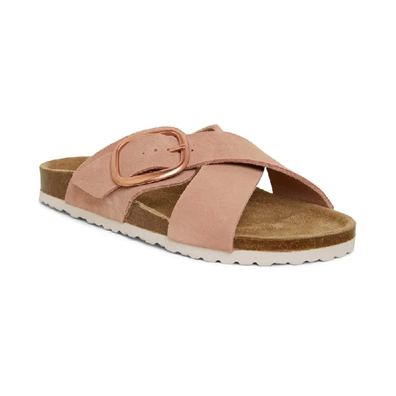 Fiji Slide in Pale Pink Suede Suede