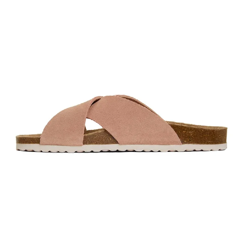 Fiji Slide in Pale Pink Suede Suede