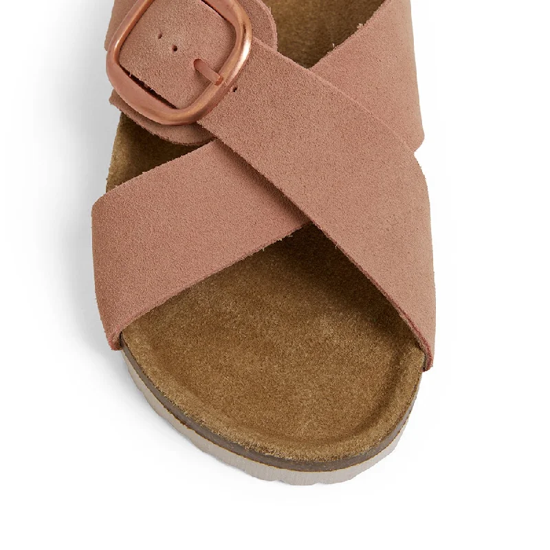 Fiji Slide in Pale Pink Suede Suede