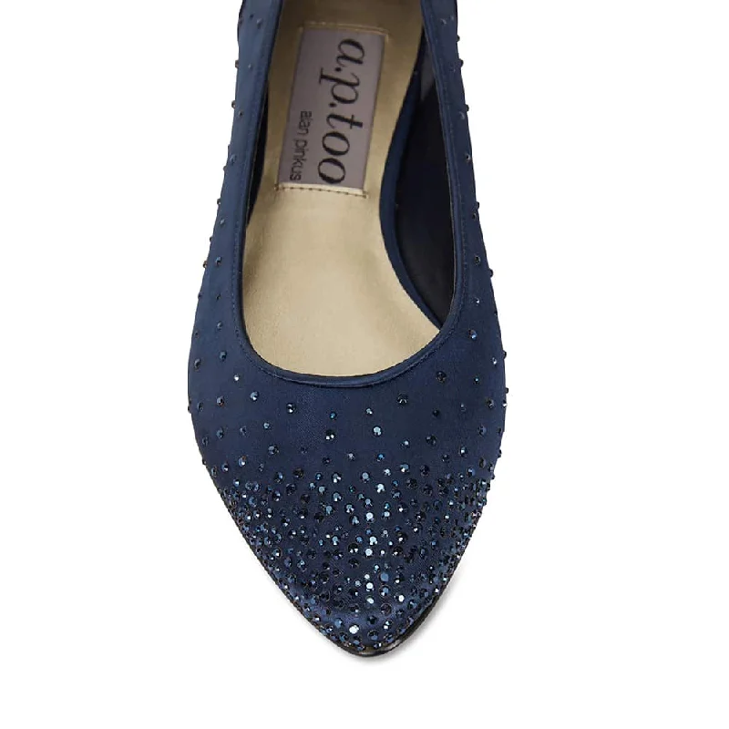 Glimmer Flat in Navy Satin