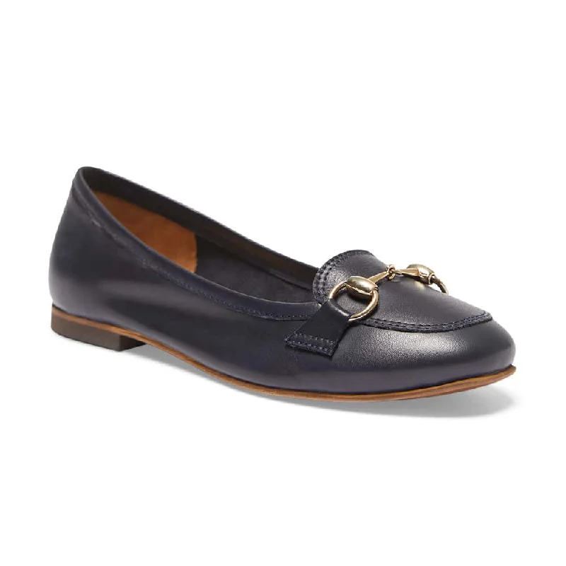 Madeline Flat in Navy Leather