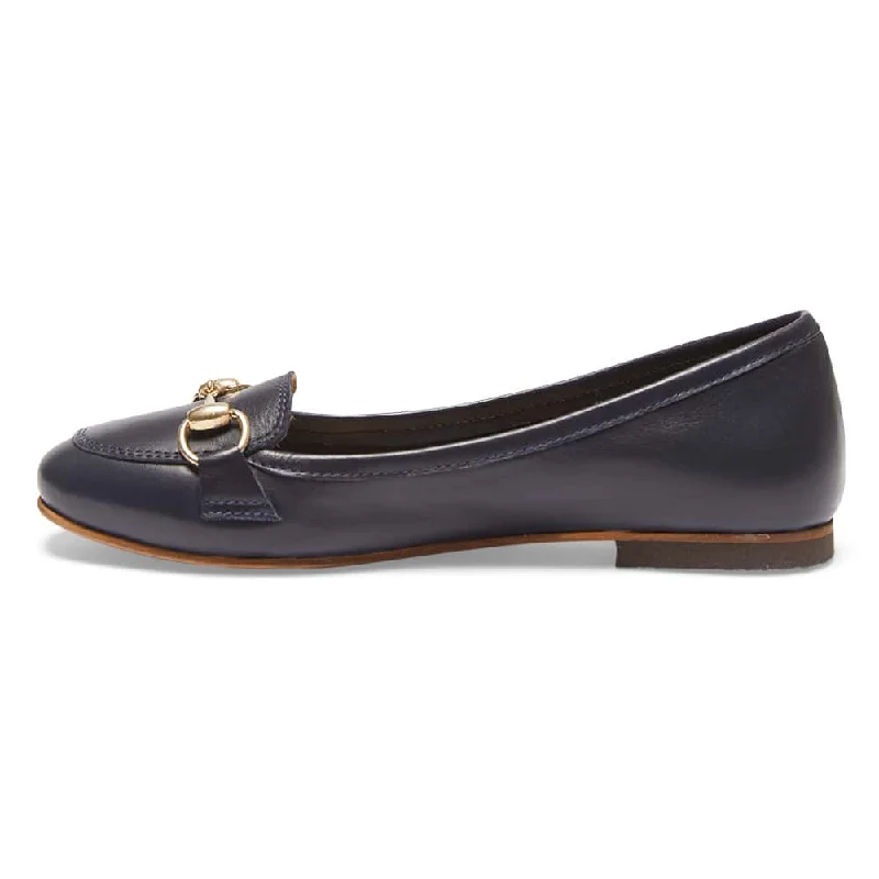 Madeline Flat in Navy Leather