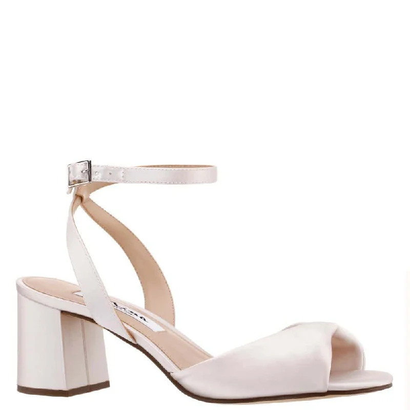 Nigelia Heel in Ivory Satin