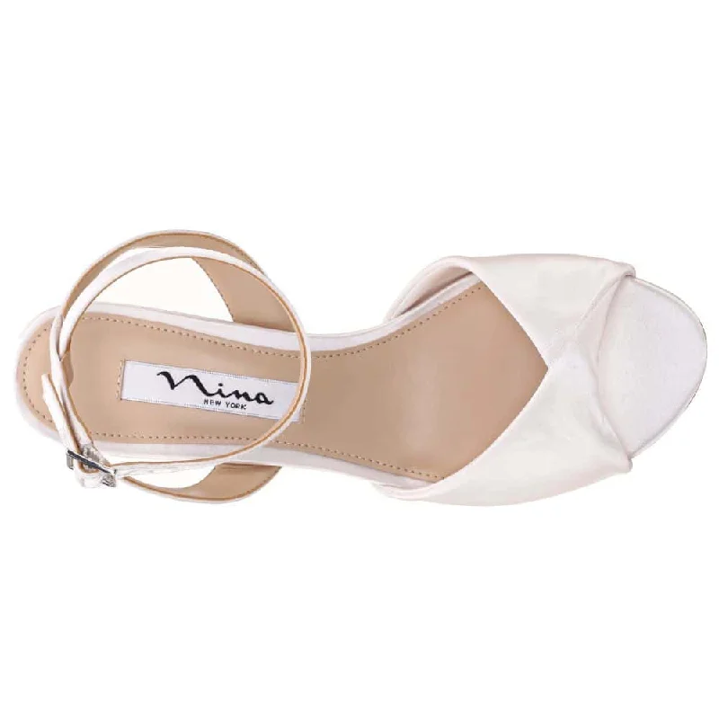 Nigelia Heel in Ivory Satin