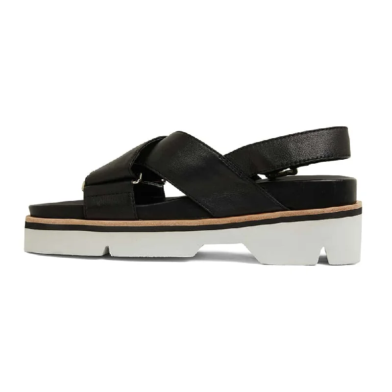 Sangria Sandal in Black Leather