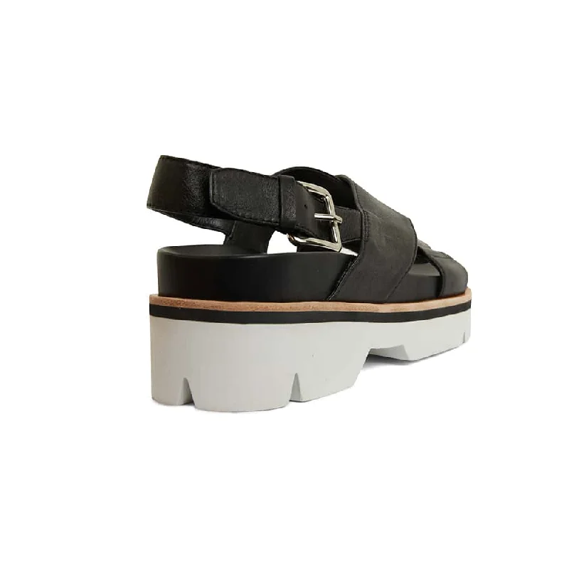 Sangria Sandal in Black Leather