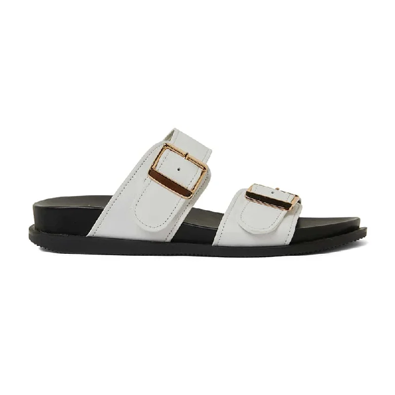 Sarina Slide in White Leather