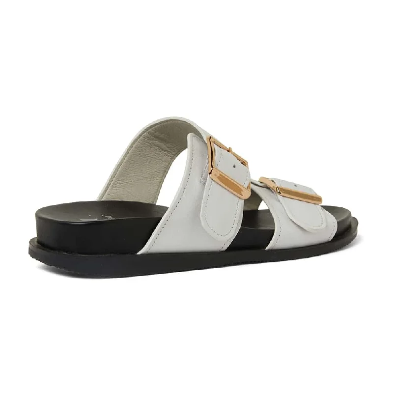 Sarina Slide in White Leather