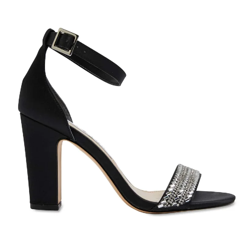 Suzette Heel in Black Satin