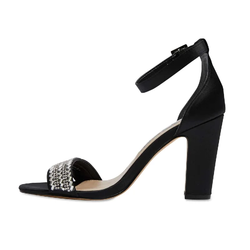 Suzette Heel in Black Satin