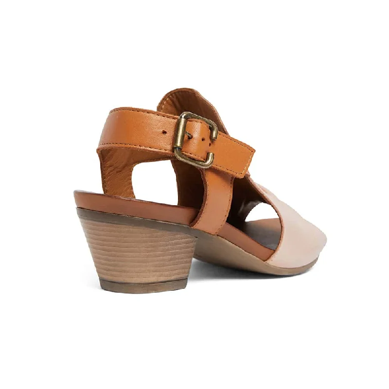 Zambia Heel in Blush And Cognac Leather