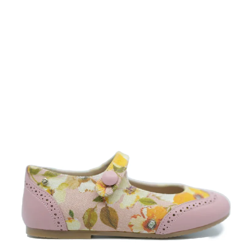 Manuela Pink Floral Wingtip Mary Jane