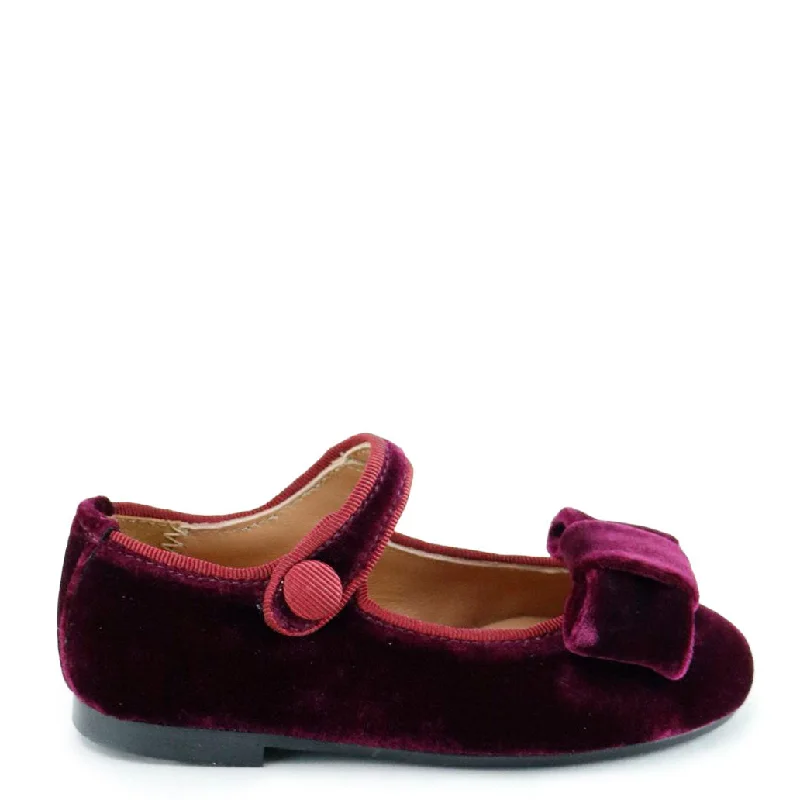 Papanatas Burgundy Velvet Bow Mary Jane