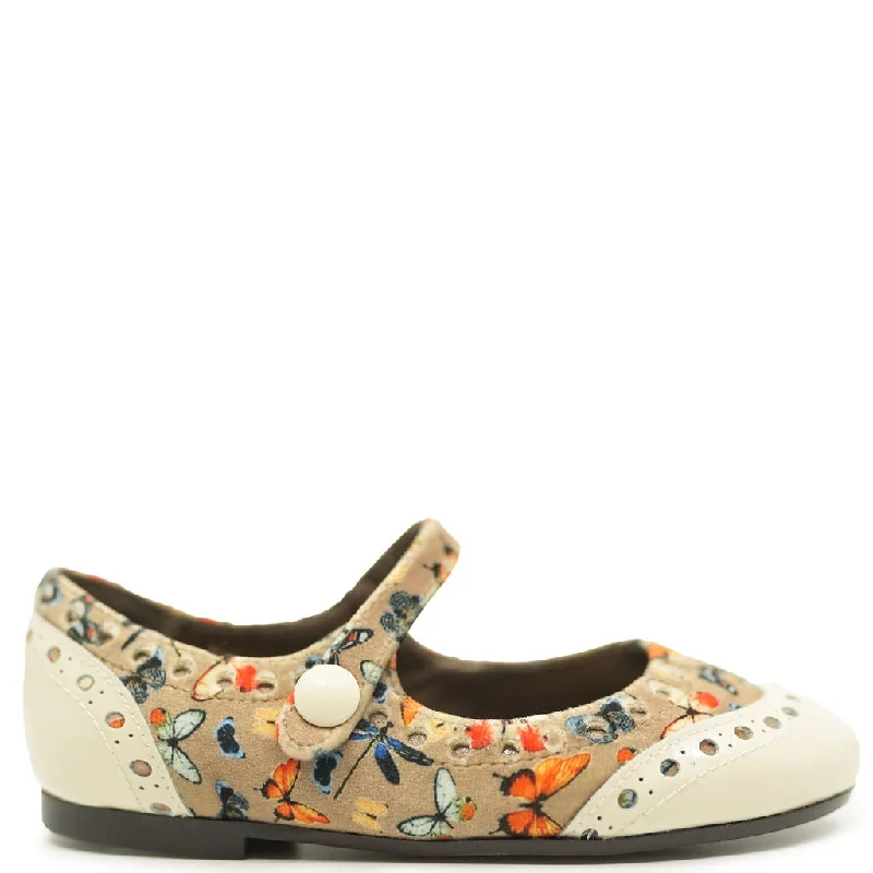 Papanatas Butterfly and Cream Wingtip Mary Jane