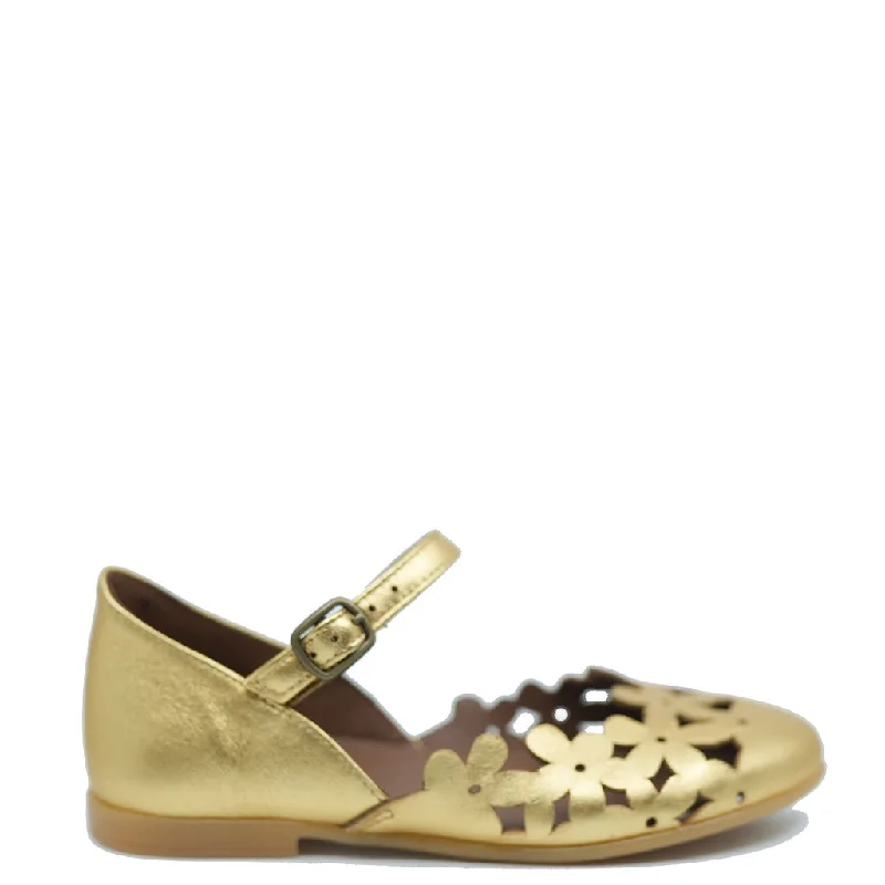 Pepe Gold Floral Cutout Mary Jane