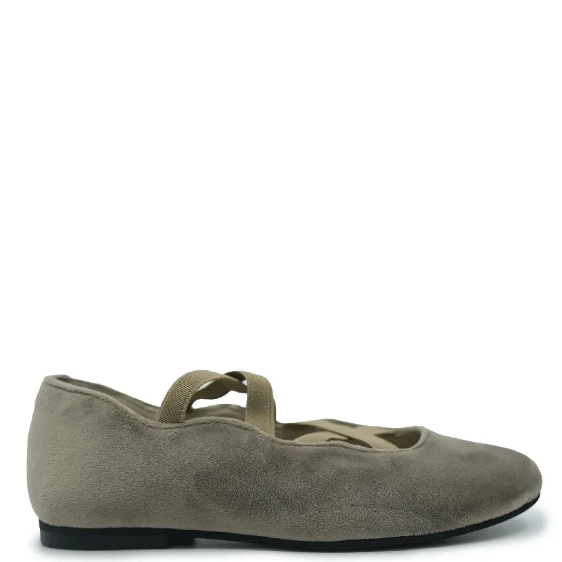 Sonatina Taupe Velvet Ballerina Mary Jane