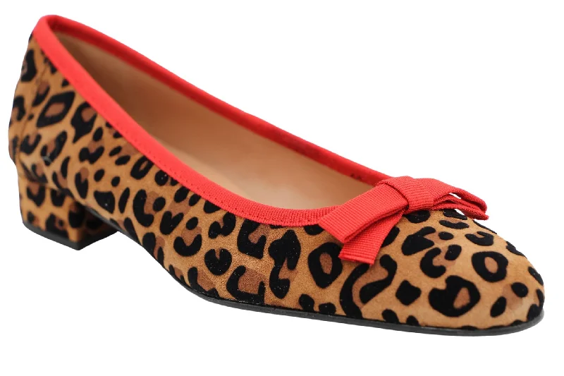 Fabucci Leopard Print Ballet Flat with Red Bow