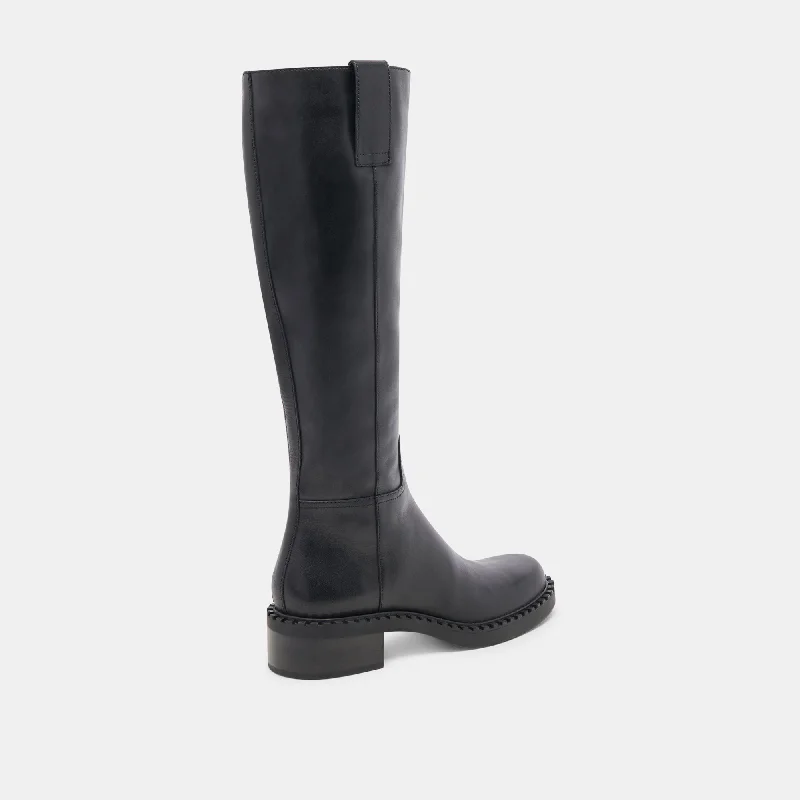 GLORY H2O WIDE CALF BOOTS BLACK LEATHER