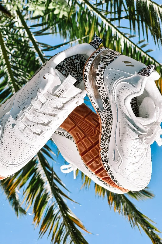 Skechers Uno White Leopard Sneakers