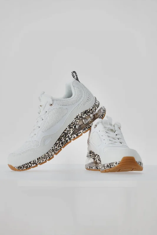 Skechers Uno White Leopard Sneakers