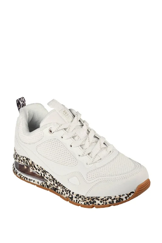 Skechers Uno White Leopard Sneakers