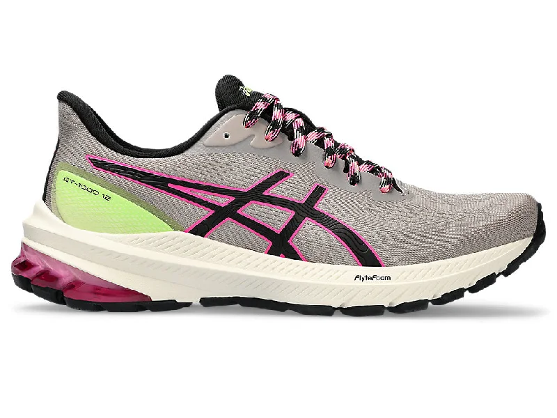 Women's Asics Gt-1000 12 Tr, Nature Bathing/Lime Green, 9 B Medium