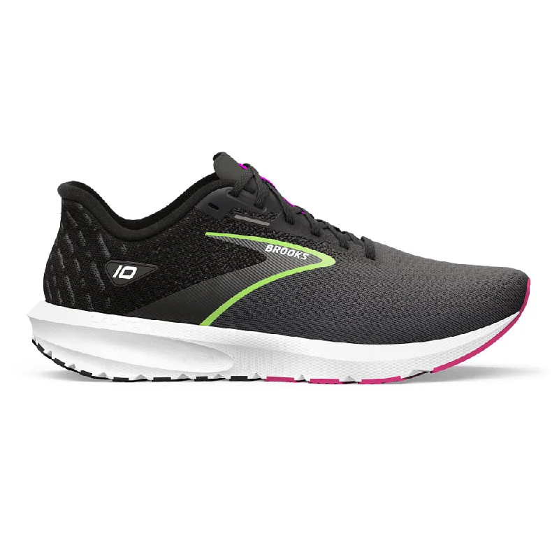 Women's Brooks Launch 10, Black/Blackened Pearl/Green, 9 D Wide