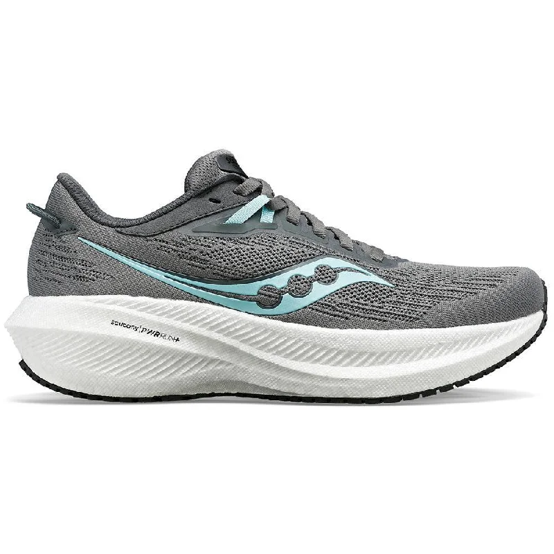 Women's Saucony Triumph 21, Gravel/Black, 7.5 B Medium